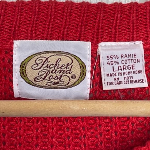 PICKET AND POST | Vintage Red Crewneck Preppy Professor Sweater | Size L - Picture 7 of 10